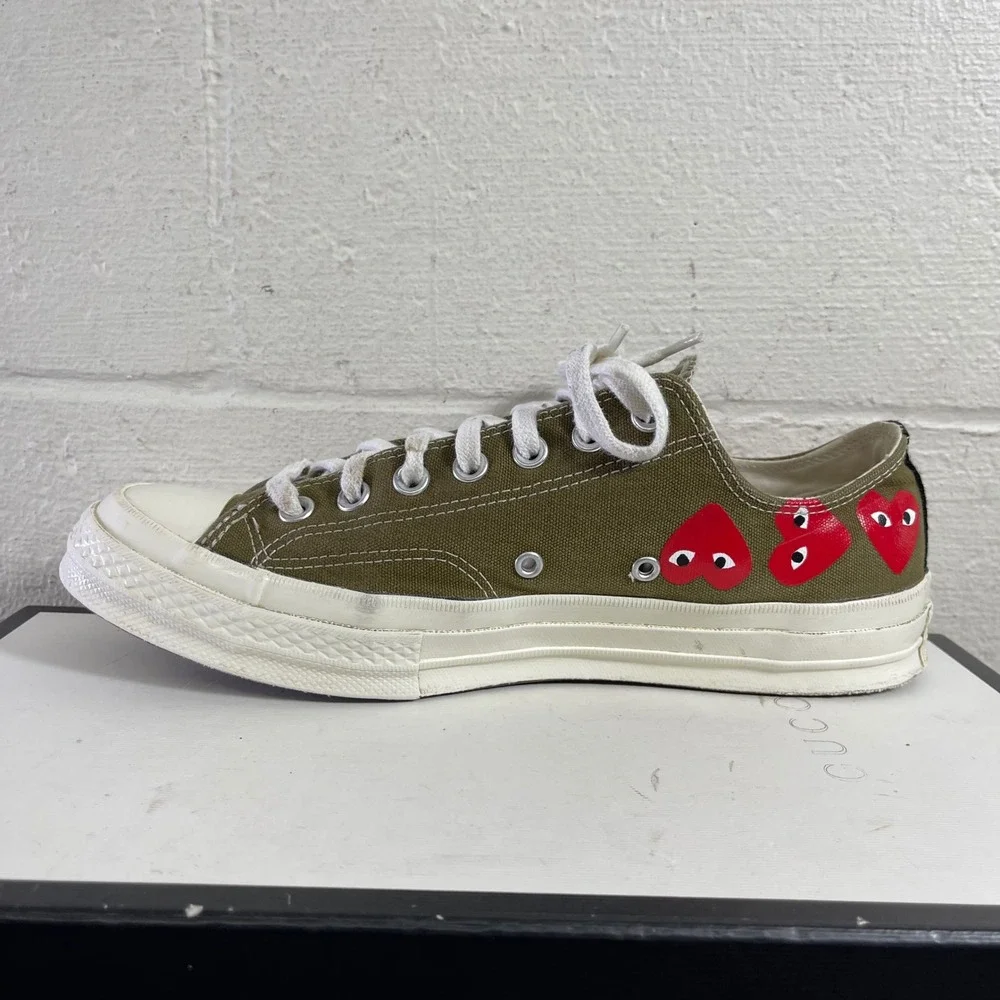 Converse Comme Des Garçons Play x Chuck 70 Green Low Multi Heart Sneaker Men's 9 - Picture 5 of 11